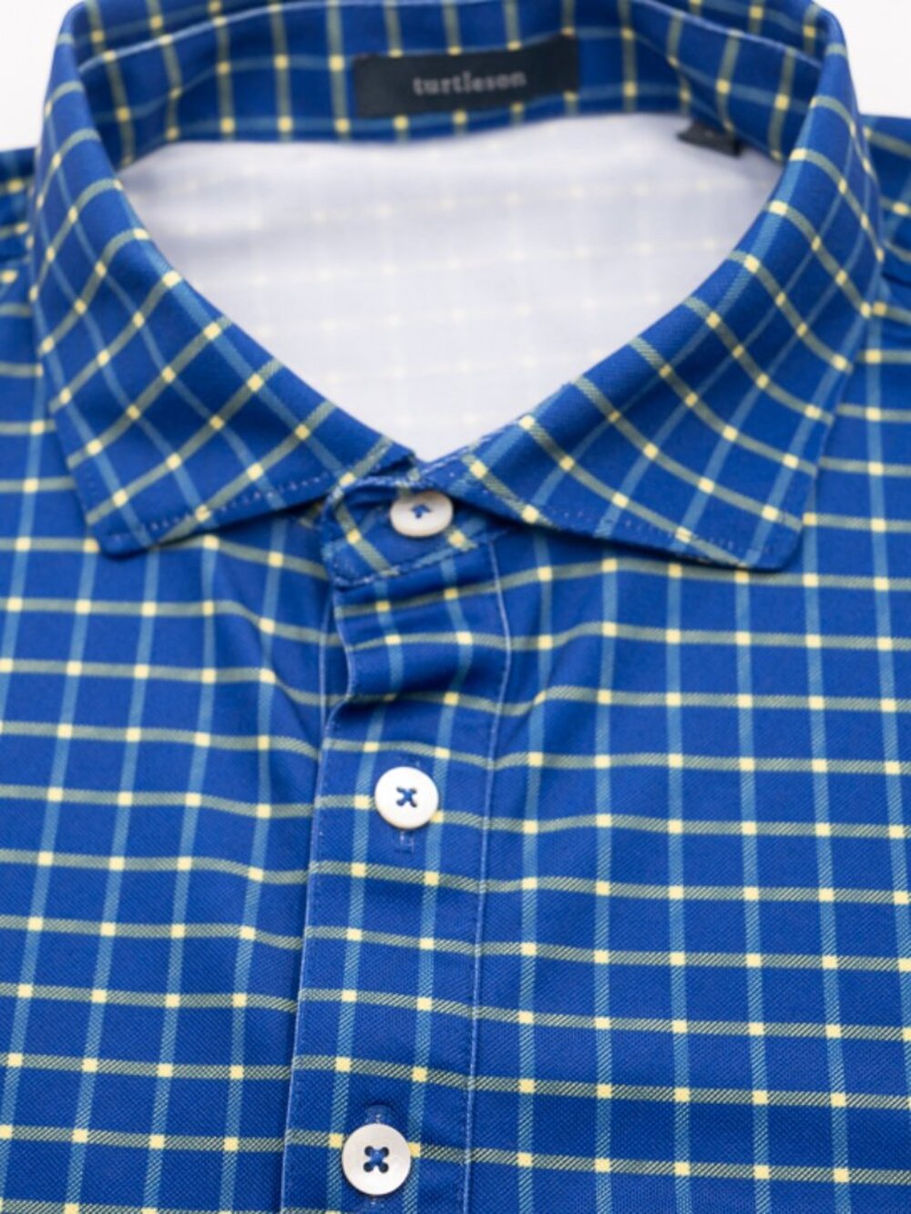 NEW Turtleson Blue and Yellow Check Golf Polo Shirt L